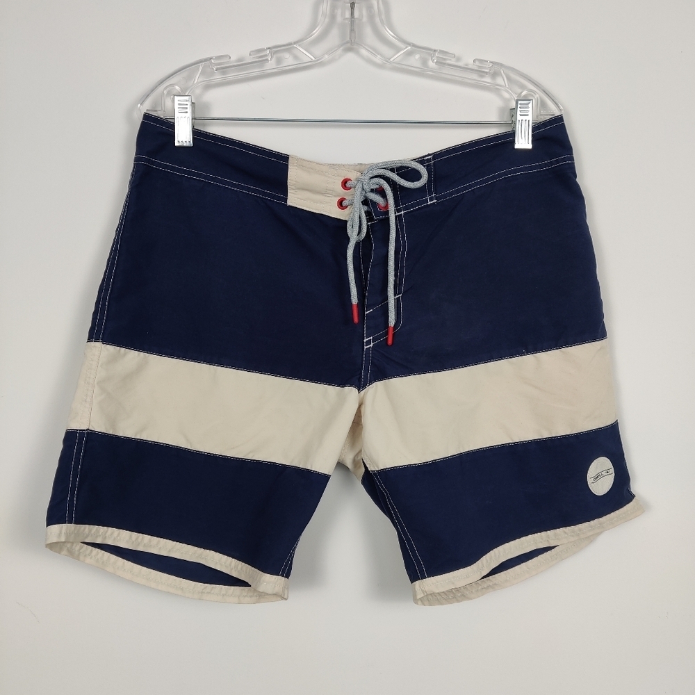 O'Neill Men's Swim Trunks in Blue White Striped Size 32 Swim Shorts Color Block